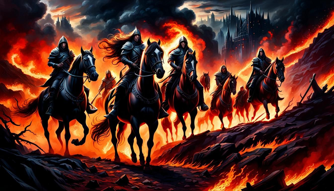 Horsemen among fire and havoc
