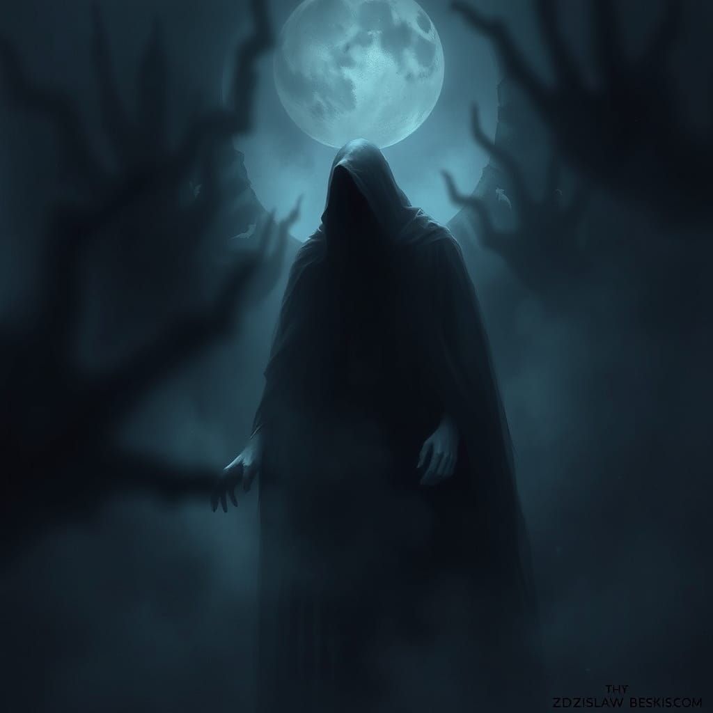 Ominous Figure in Dark Mystical Realm