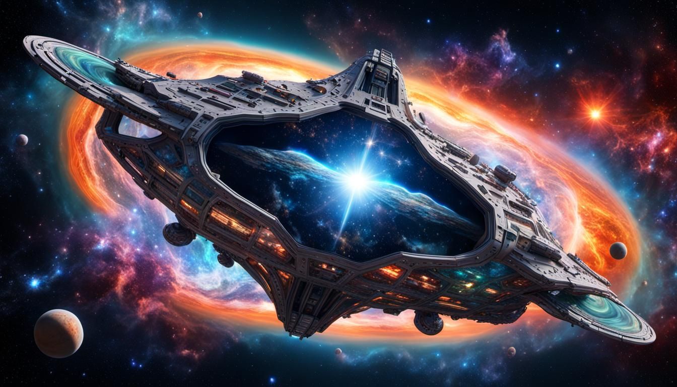 Agate Glass Spaceship in Prismatic Nebula