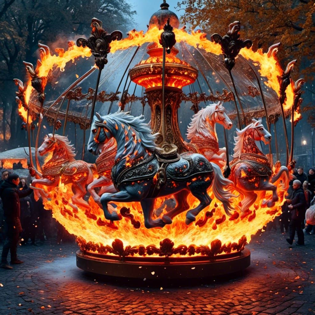 Carousel Ablaze: A Fiery Merry-Go-Round