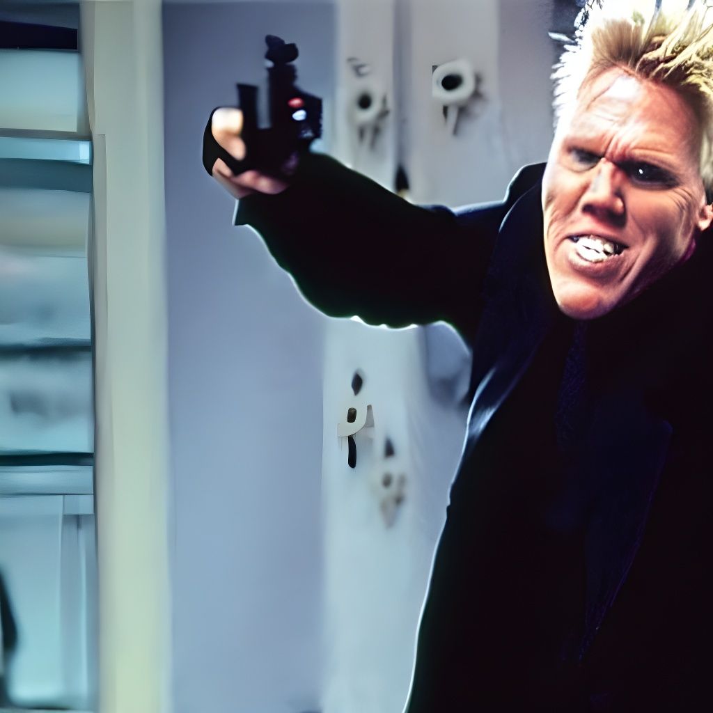 Actor as Sci-Fi Character Dodging Bullets