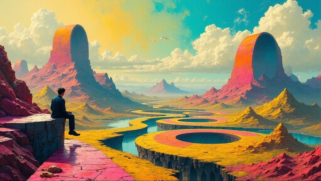 Surreal Geometric Megastructures in Escher's Style