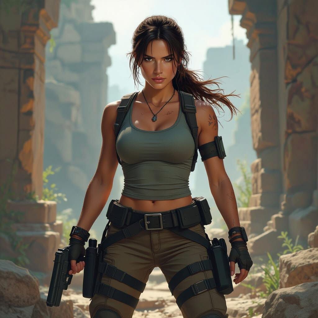 Lara Croft in Ancient Ruins, Dynamic Lighting