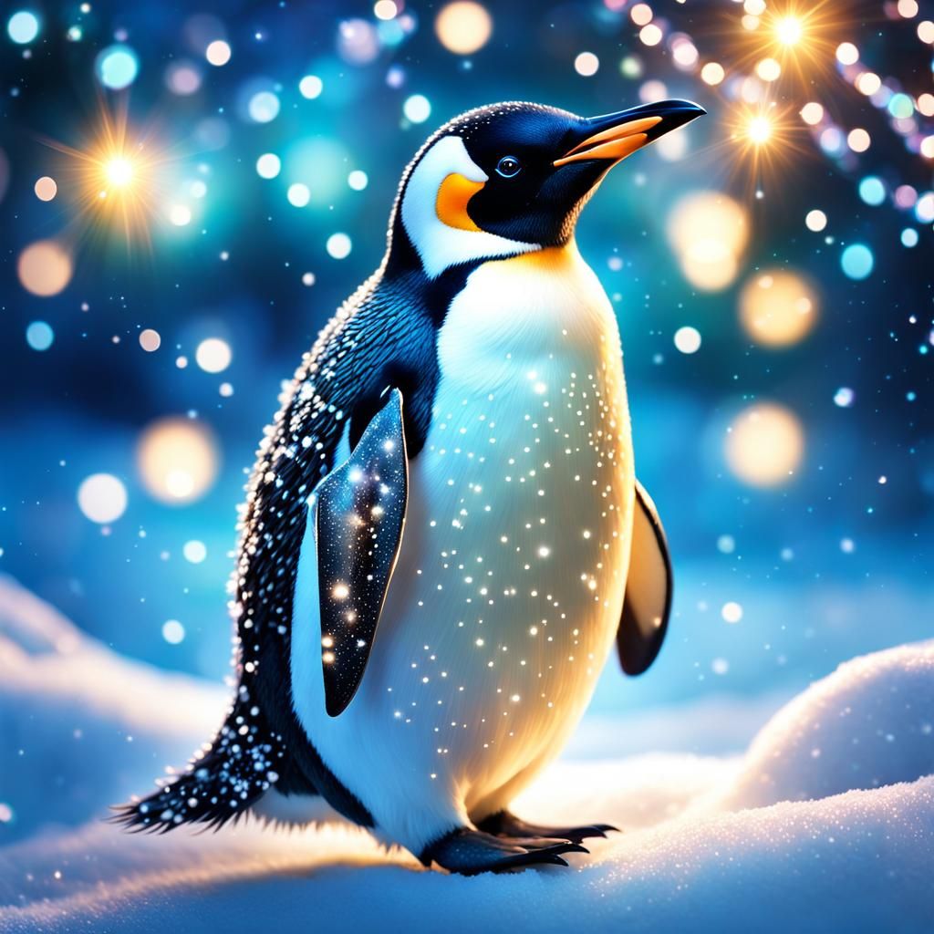 Magical Sparkling Penguin in a Winter Wonderland