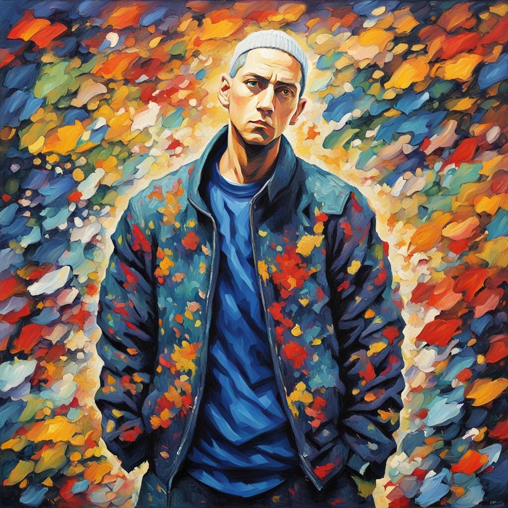 Eminem Expressionist Oil Painting in Anime Style