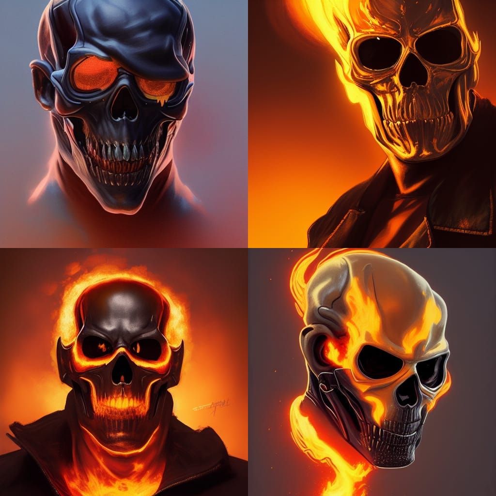 Ghost Rider Portrait in Art Nouveau Style