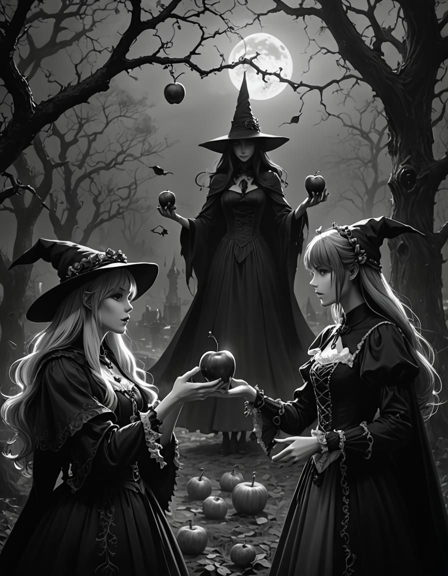 Gothic Anime Witch Offers Poisoned Apple