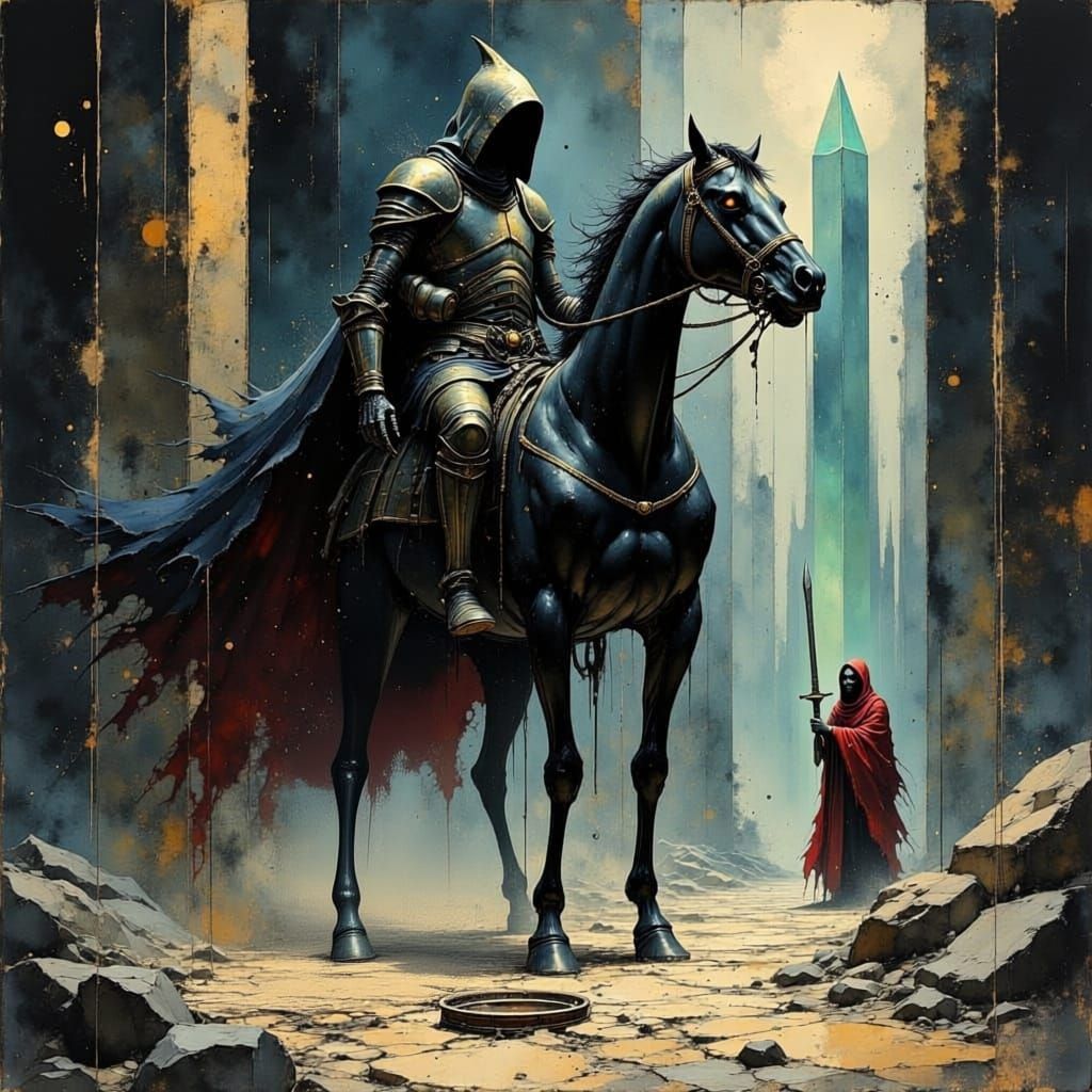 Dark Fantasy Art: Skeletal Knight and Goblin King