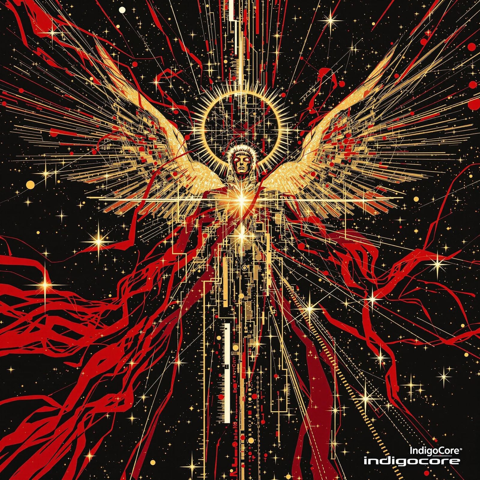 Archangel Michael in IndigoCore Glitch Art