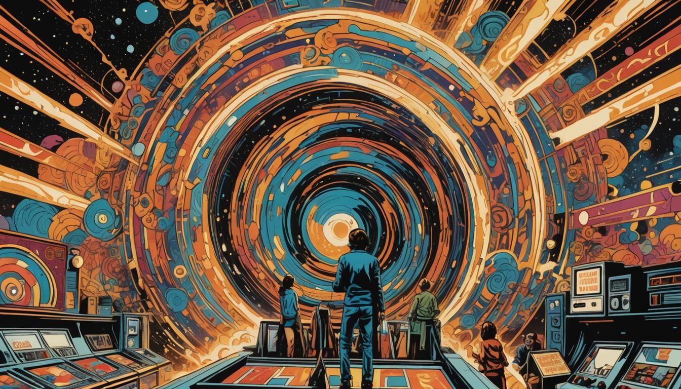 Retro-Futuristic Cinema in Vibrant Pop Art Style