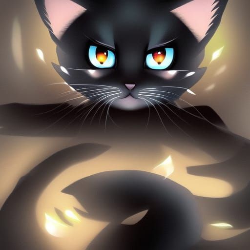 Anime-Style Kitten Shadow Art