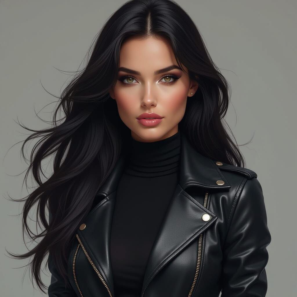 Photorealistic Woman in Leather Outfit, Detailed 4K