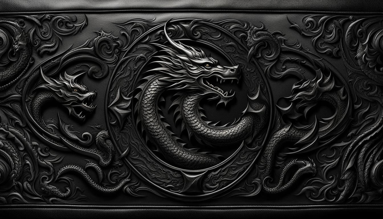 Black leather with dragon decorations