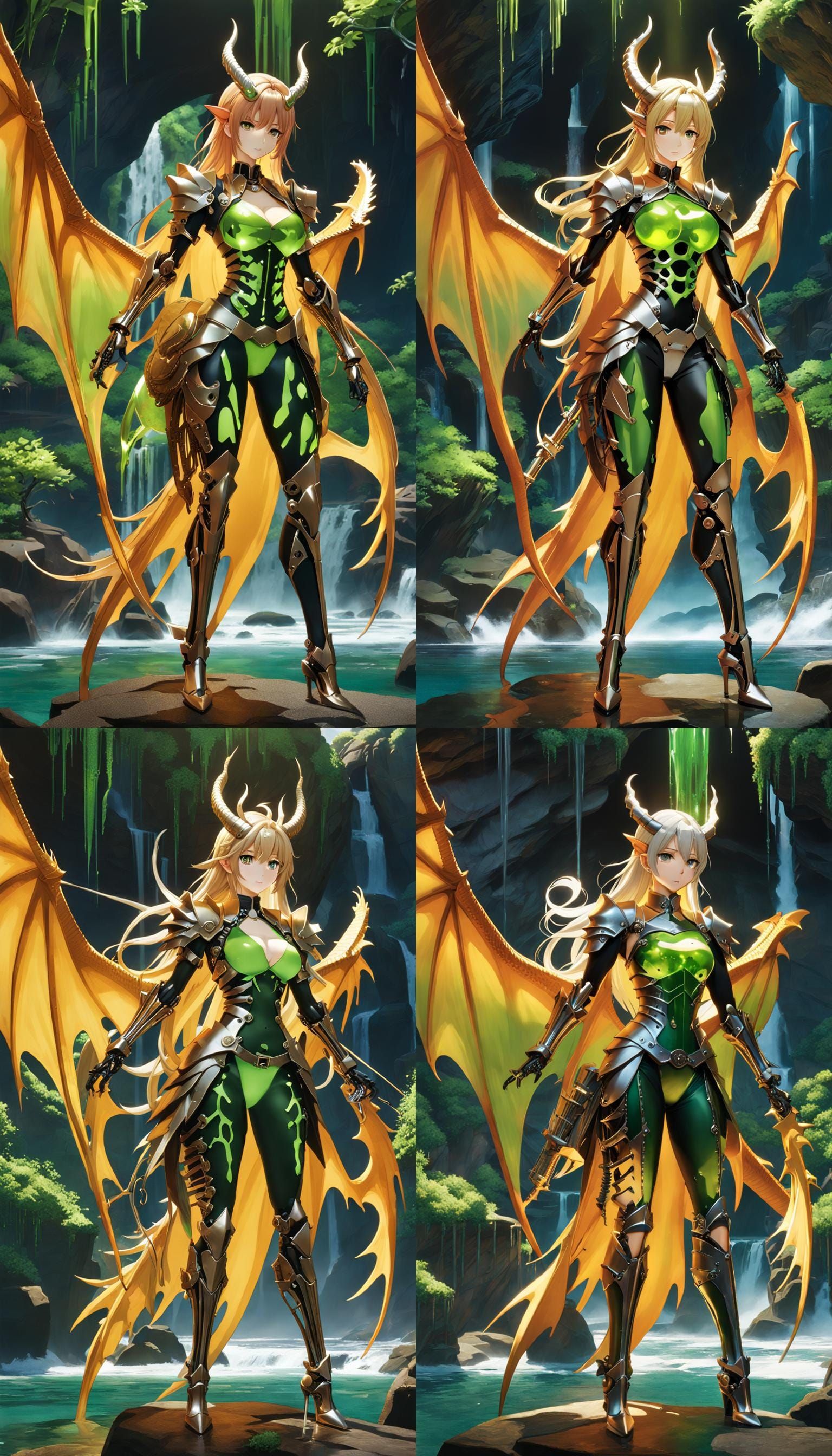 Rainbow Slime Dragon Girl with Metal Skeleton