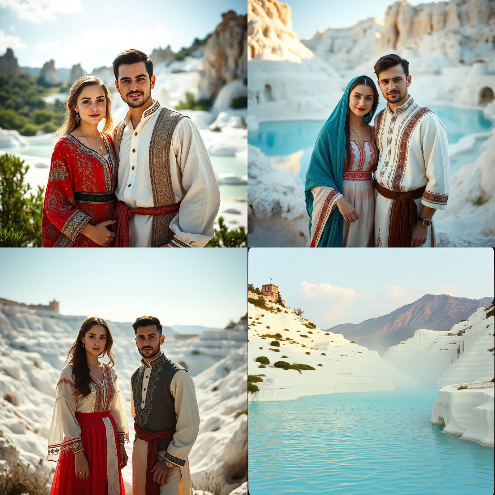 Stunning Turkish Couple in Traditional Dress at Pamukkale