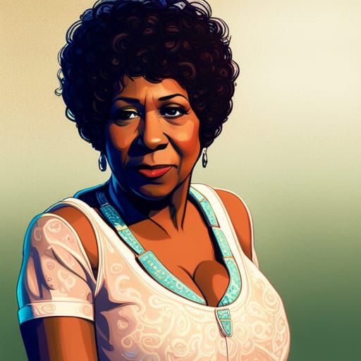 Aretha Franklin Portrait in Art Nouveau Style