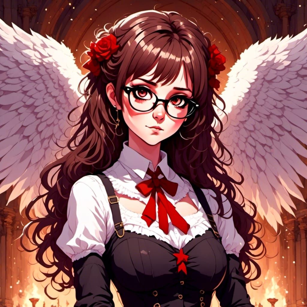 Anime Bishojo: Vampire Witch Goddess with Brown Hair