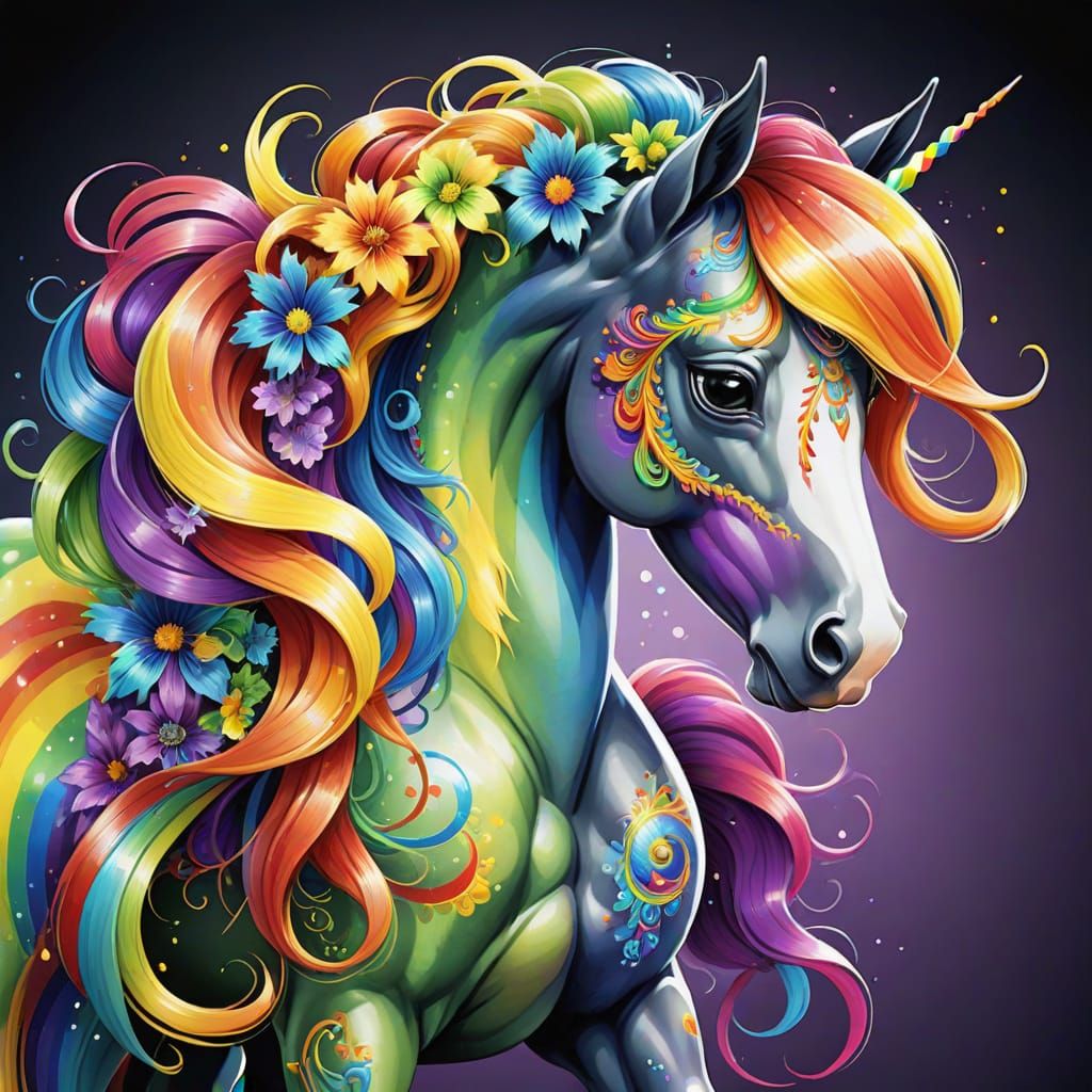 Fantasy Rainbow Pony in Magical Natural Setting