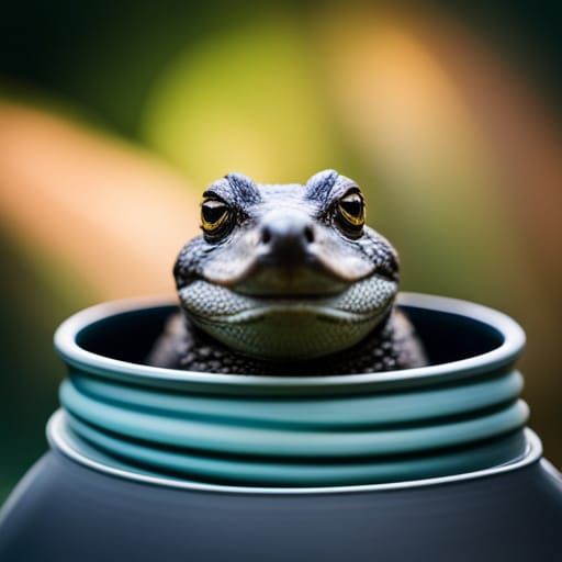 Baby Crocodile in Cup: Professional Wildlife Photography