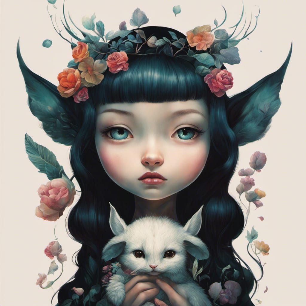 Moody Girl in Psychedelic Digital Art Style