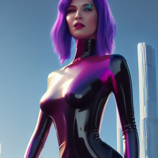 Evelynn Parker Cyberpunk Portrait in Hyperrealistic Style