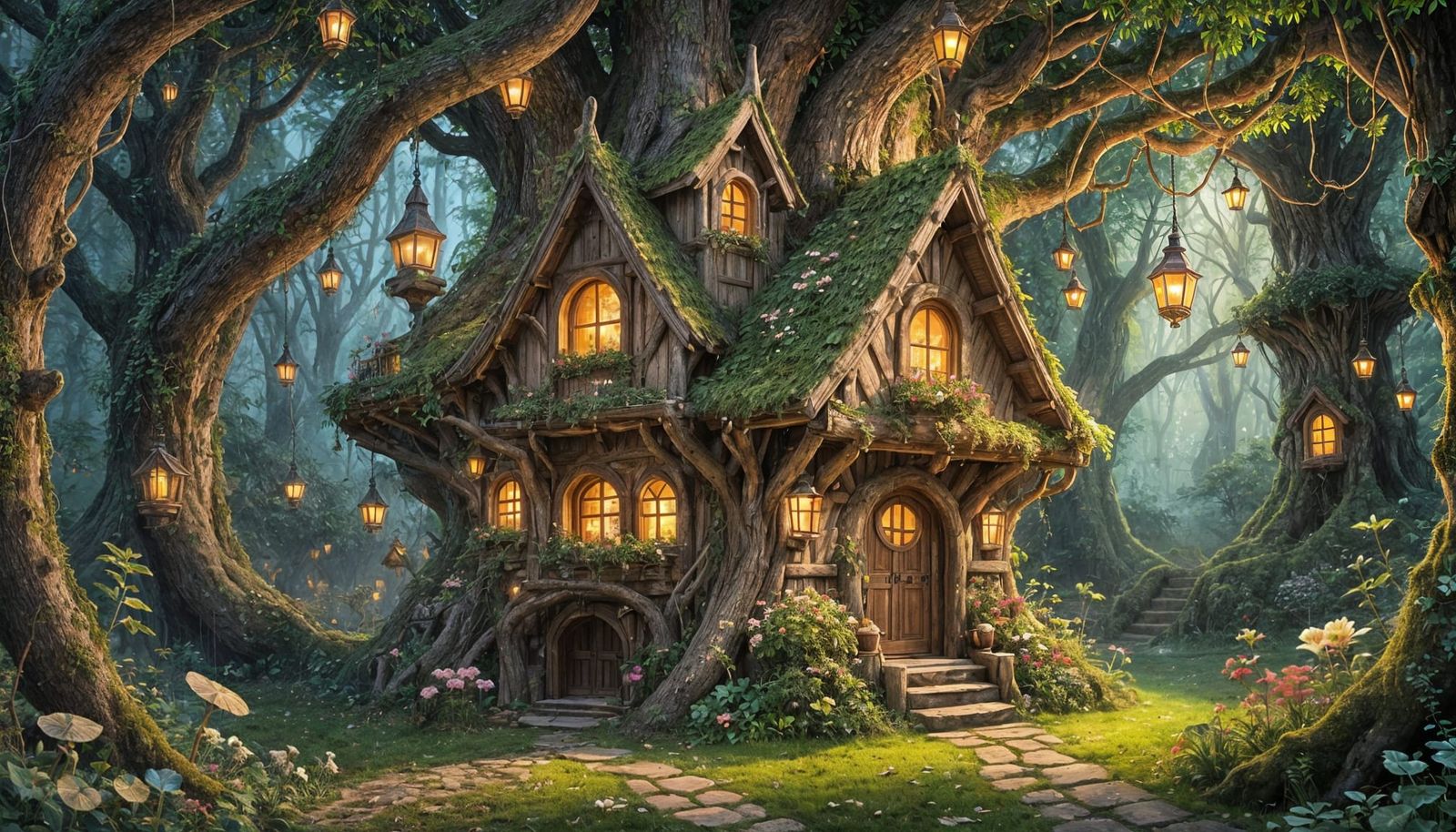 Enchanted Gnome House in Ancient Tree