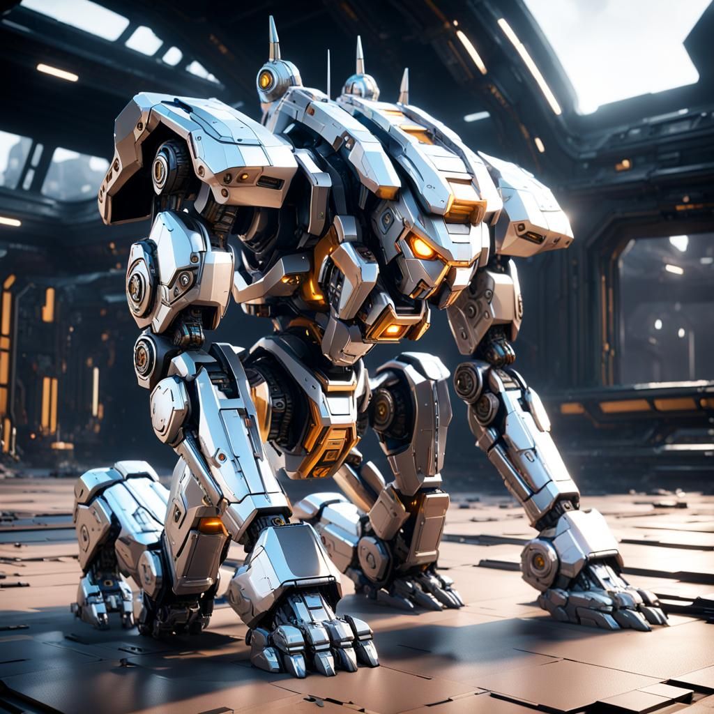 Mecha Kneeling in Prayer: Sci-Fi 3D Render