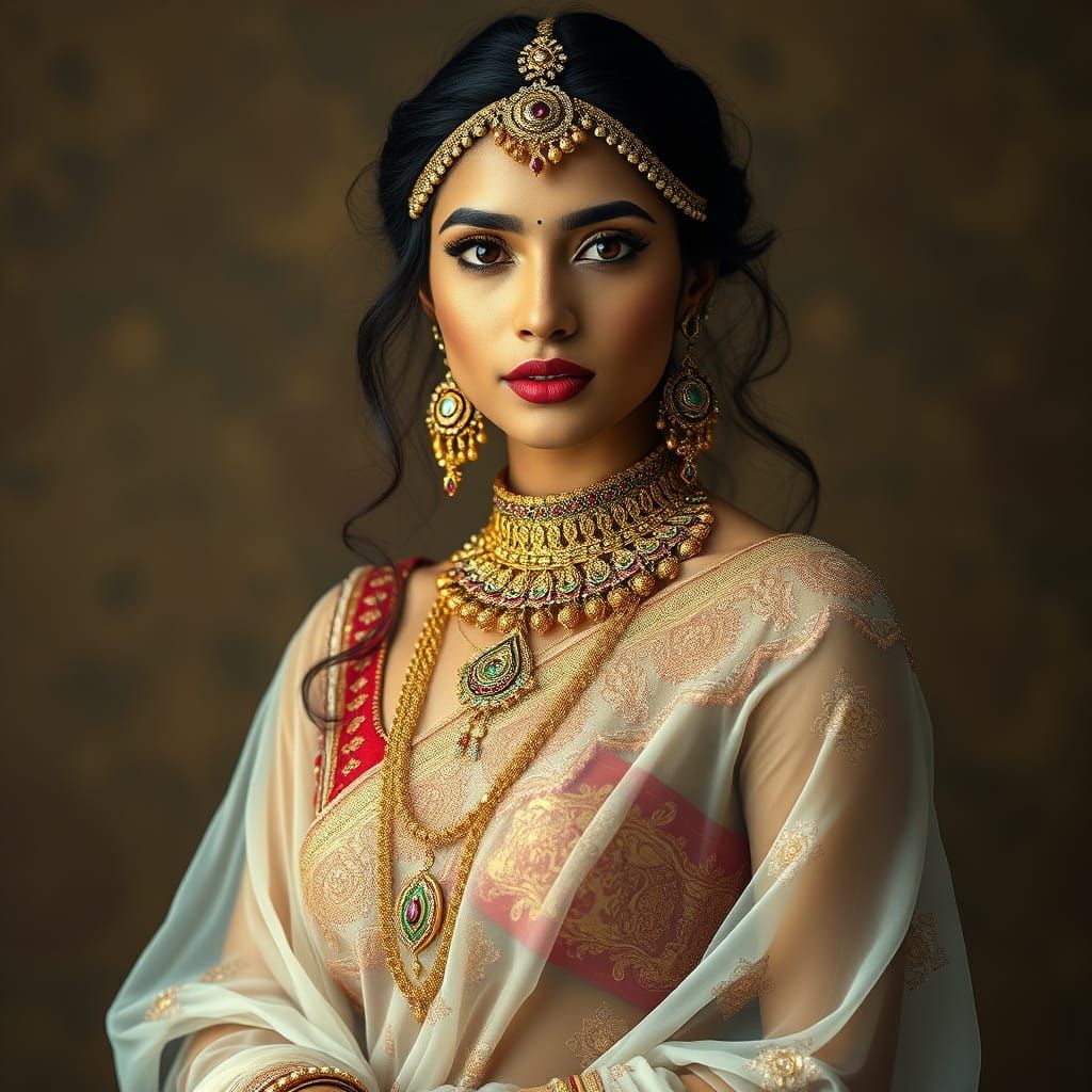 Ethereal Indian Beauty in Shimmering Saree