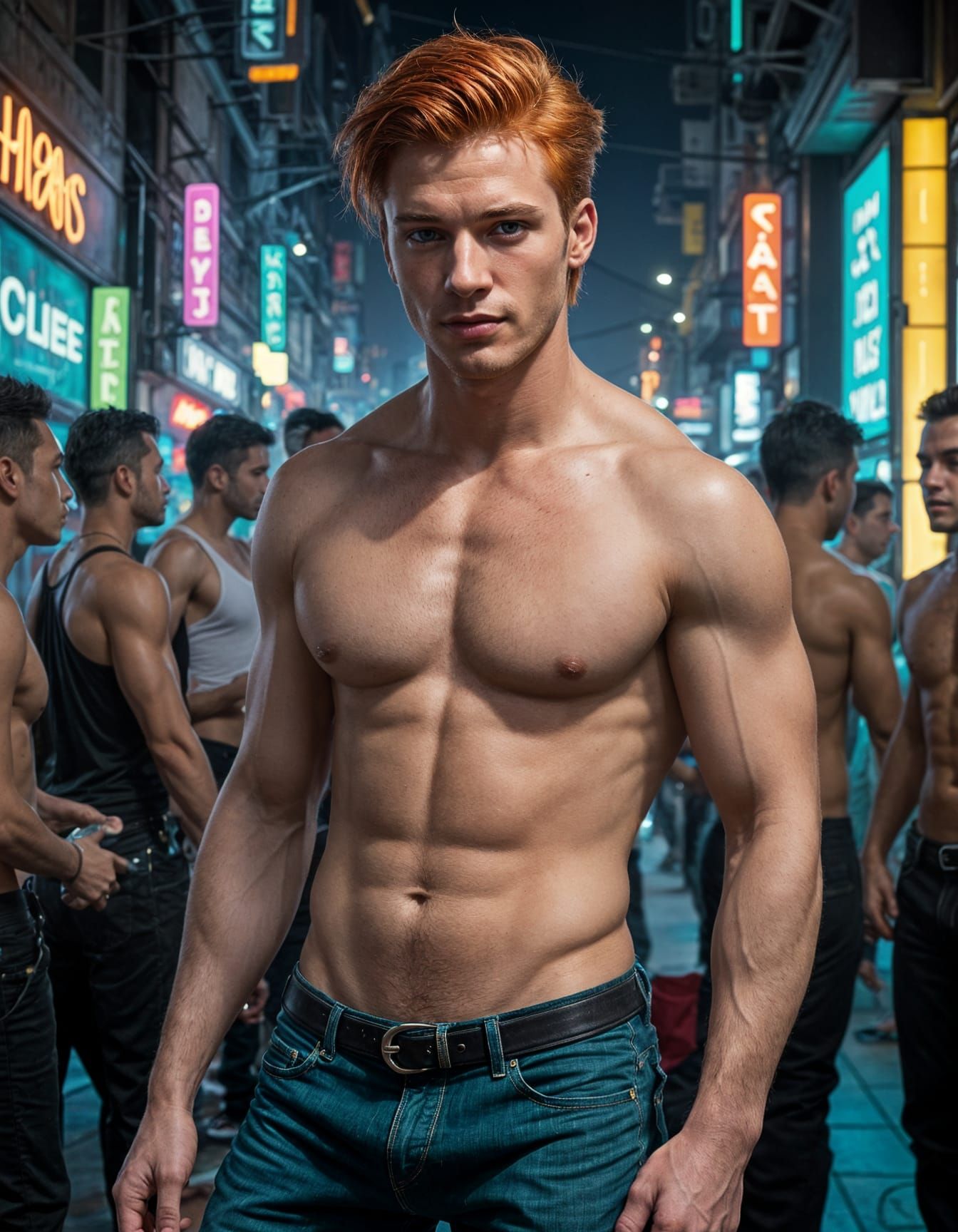 Confident Stranger in Neon Night Club