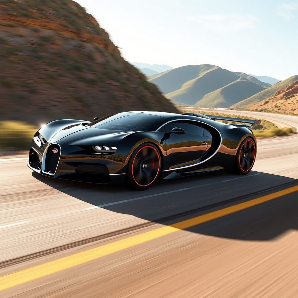 Futuristic Bugatti Bolide Speeds Through Lush Green Hills