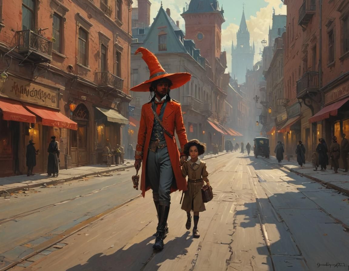 Ankh Morpork Street Scene: Romanticism Oil Painting