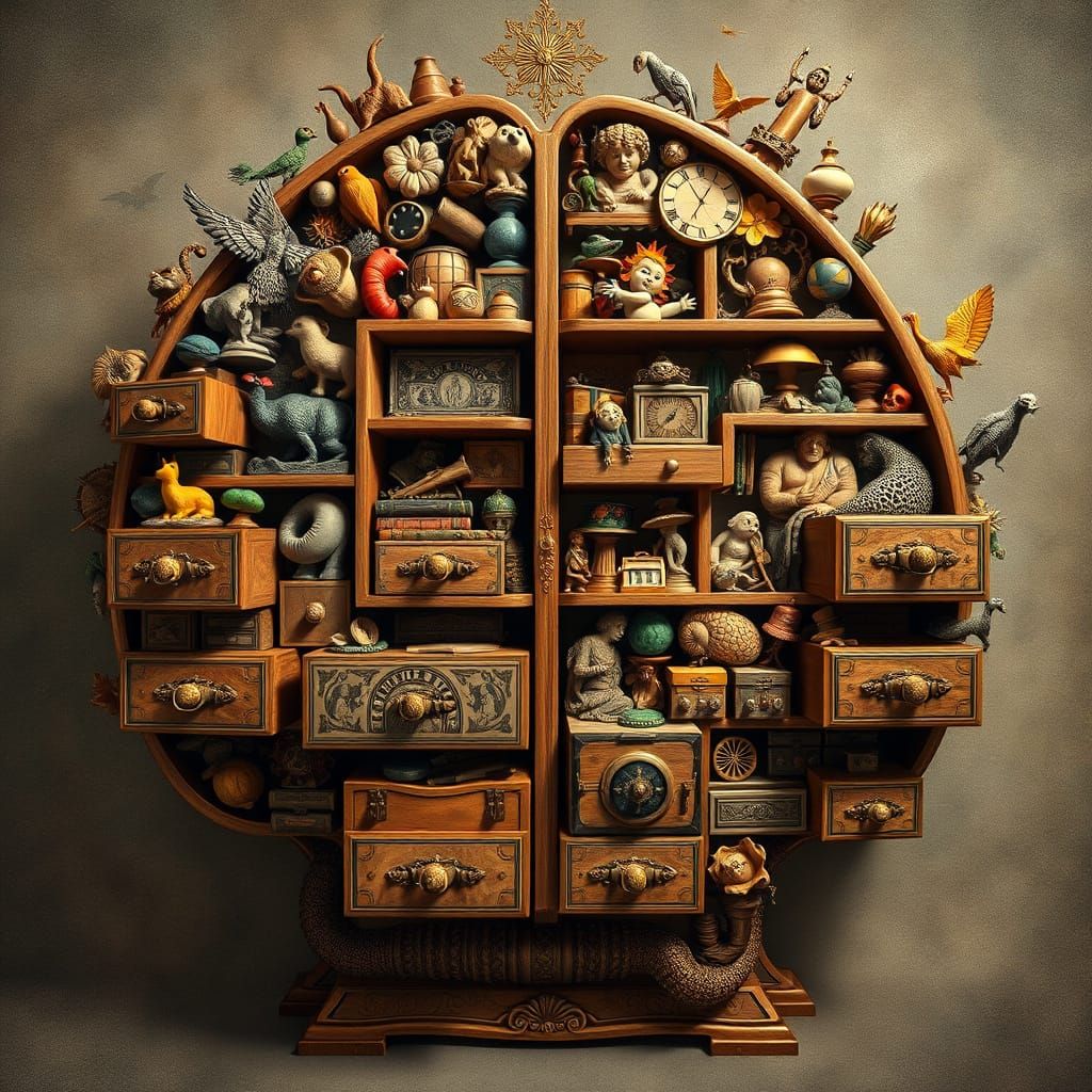 Brain Cabinet of Curiosities Overflowing with Memories