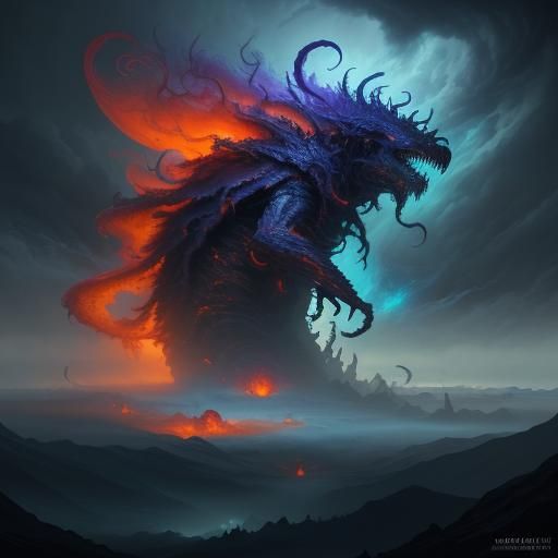 Colossal Nightmare Entity in Dark Fantasy Style