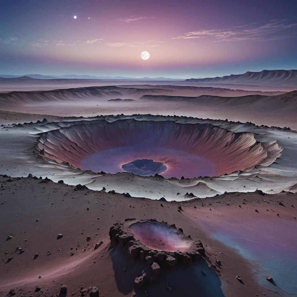 Vast Moonscape with Crater in Abstract Expressionism