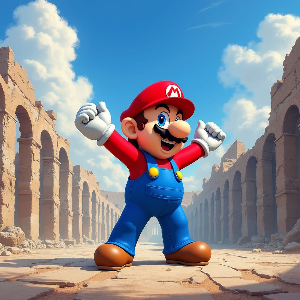 Mario in Ancient Coliseum Grandeur