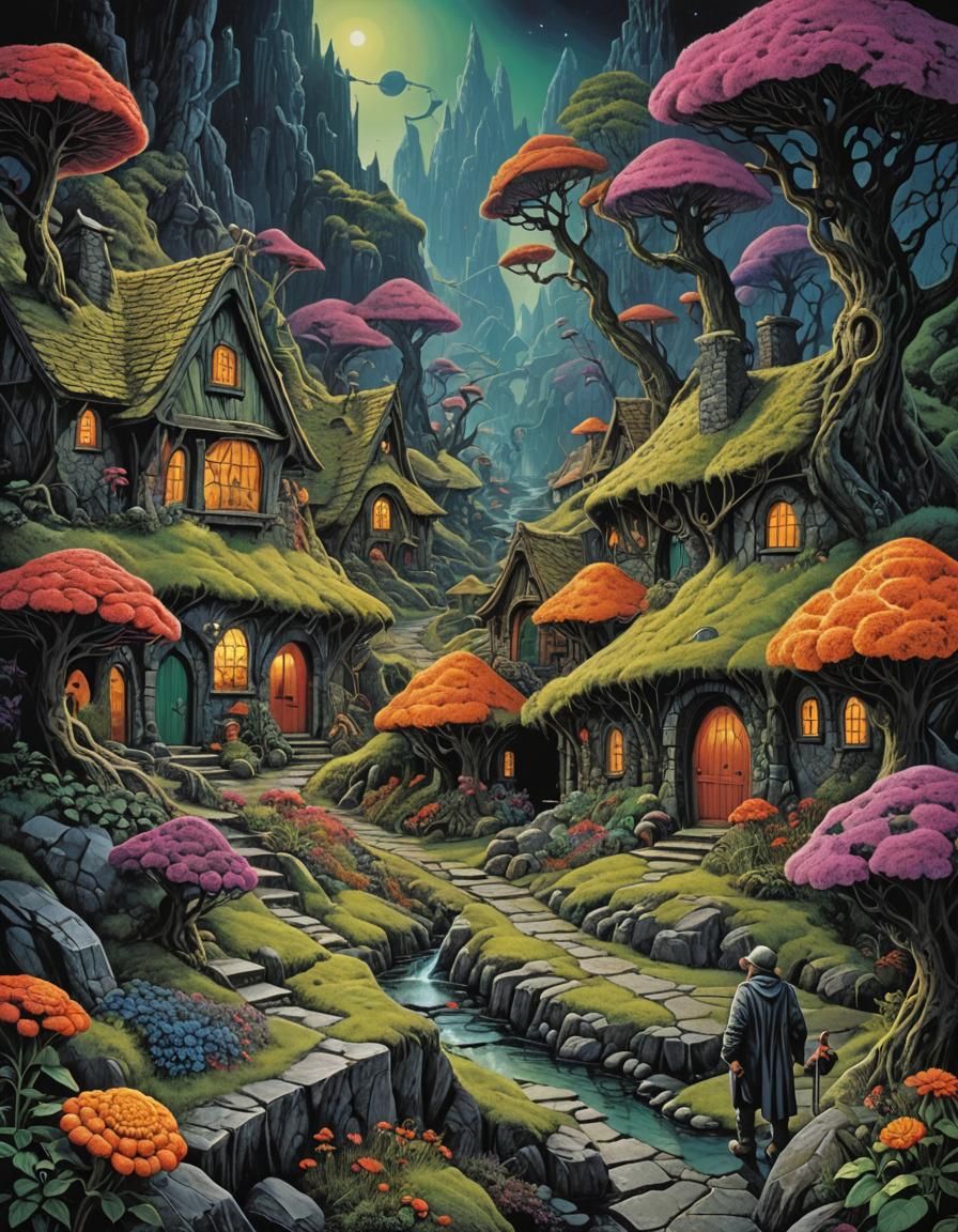 Mysterious Alien Village on Yuggoth's Dark Planet