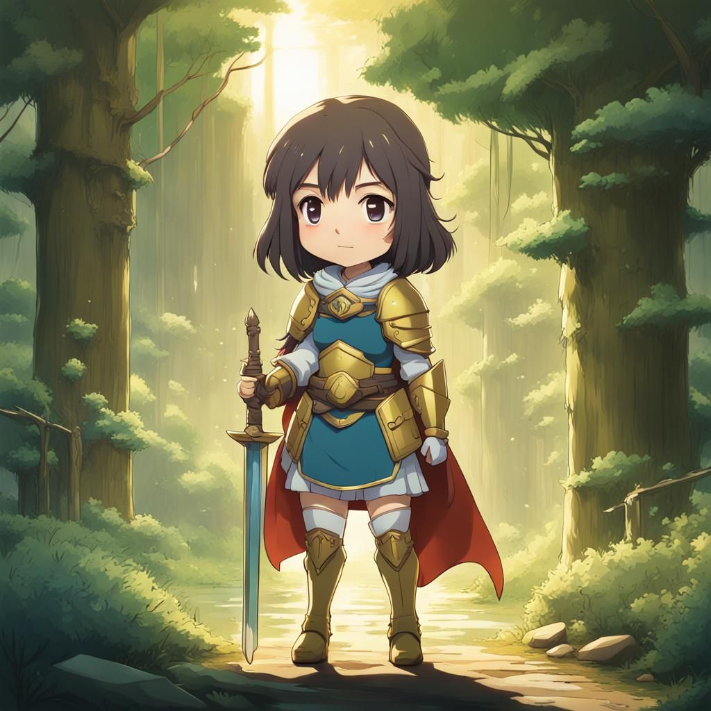 Chibi Paladin Girl in Studio Ghibli Anime Style