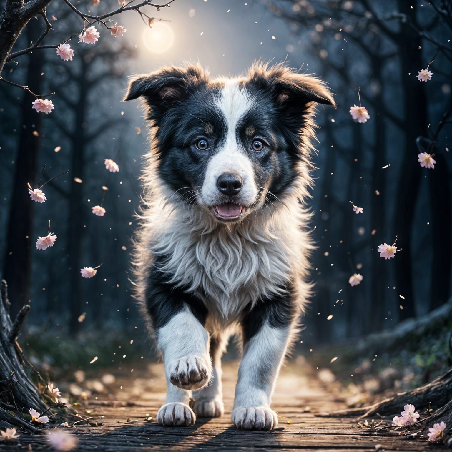 Cute Border Collie Puppy in Digital Art Style