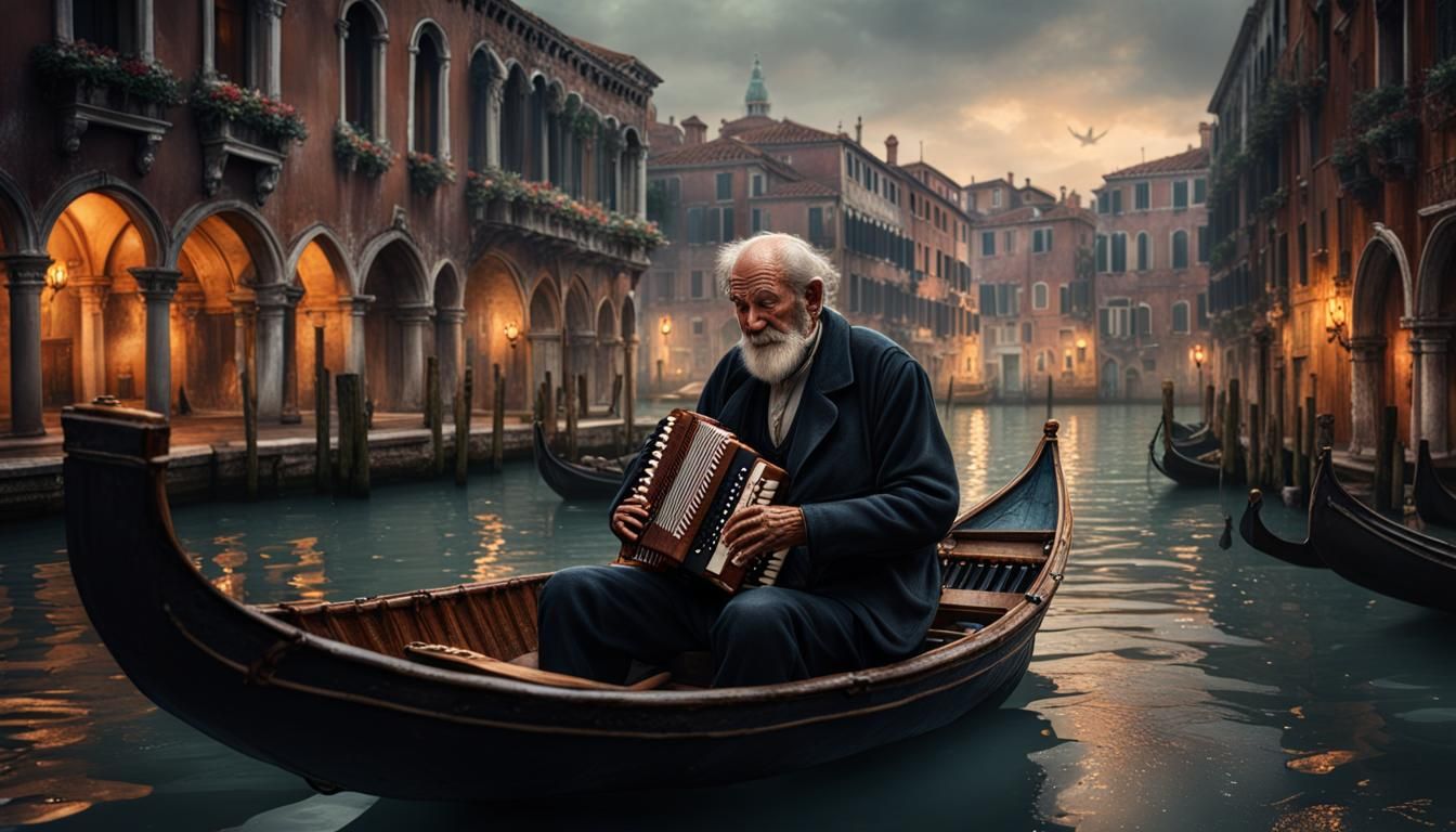 Venetian Serenade: Accordion Music on a Rainy Night
