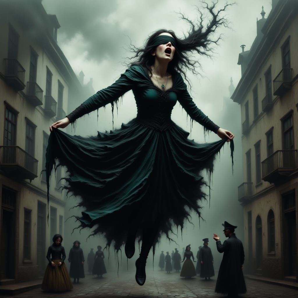 Ethereal Victorian Scream in Dark, Muted Tones