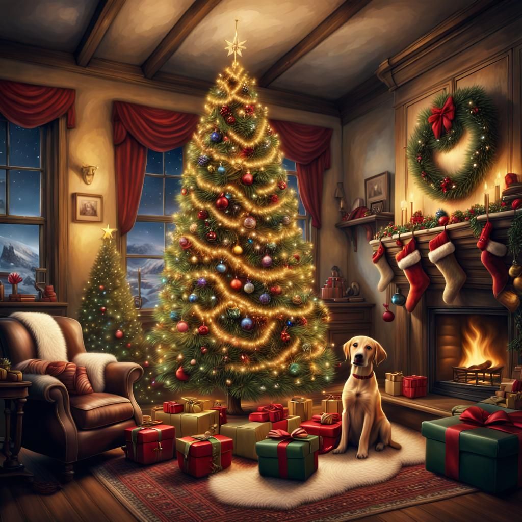 Christmas Joy: A Warm Home and Puppy