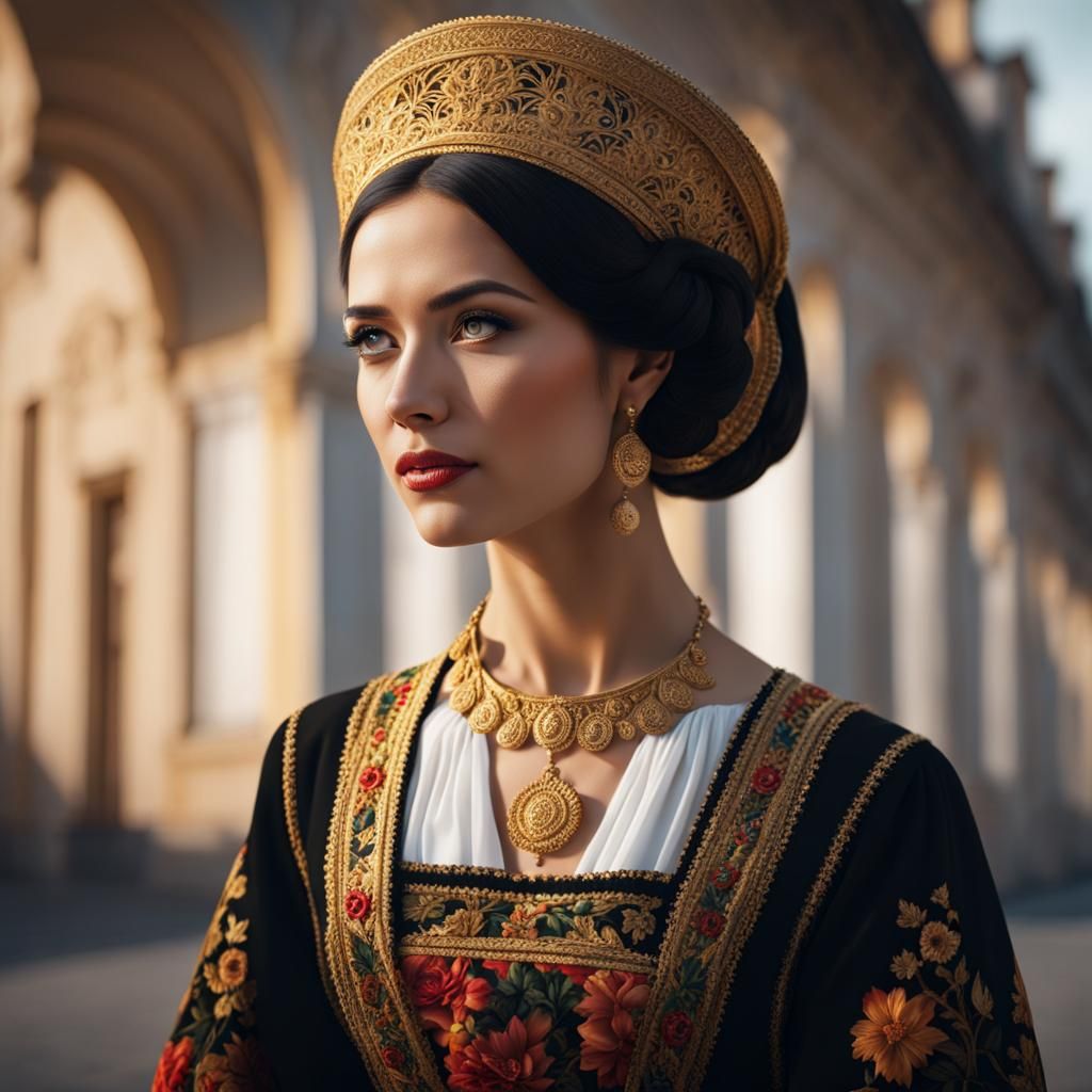 Polish Woman in Traditional Dress: Photorealistic Aurora
