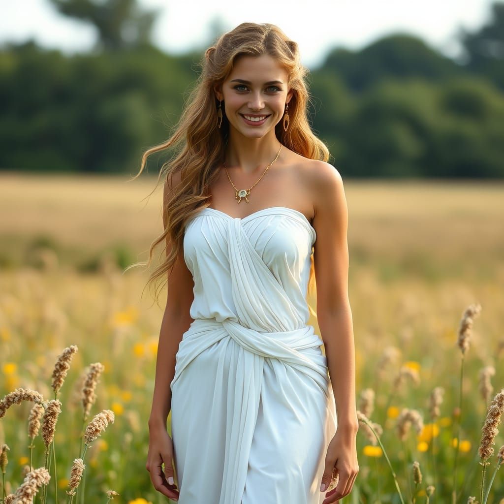Goddess Aphrodite in a Field of Beauty