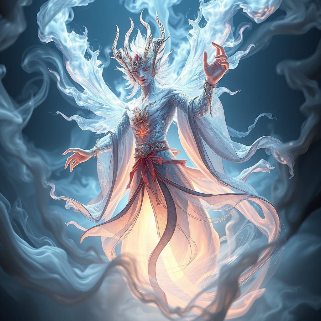 Ethereal Djinn in Iridescent Crystal Form