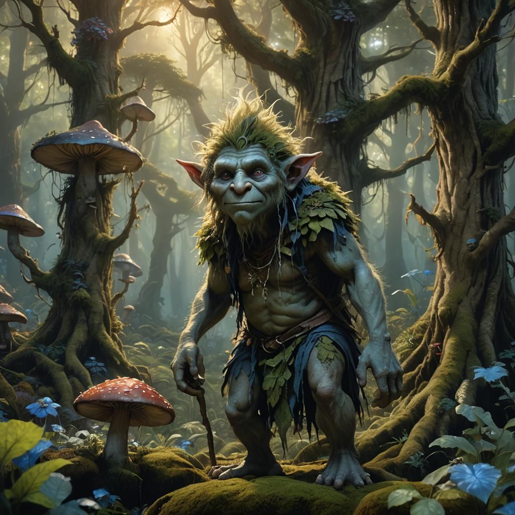 Gay Troll in Enchanted Forest: Fantasy Concept Art