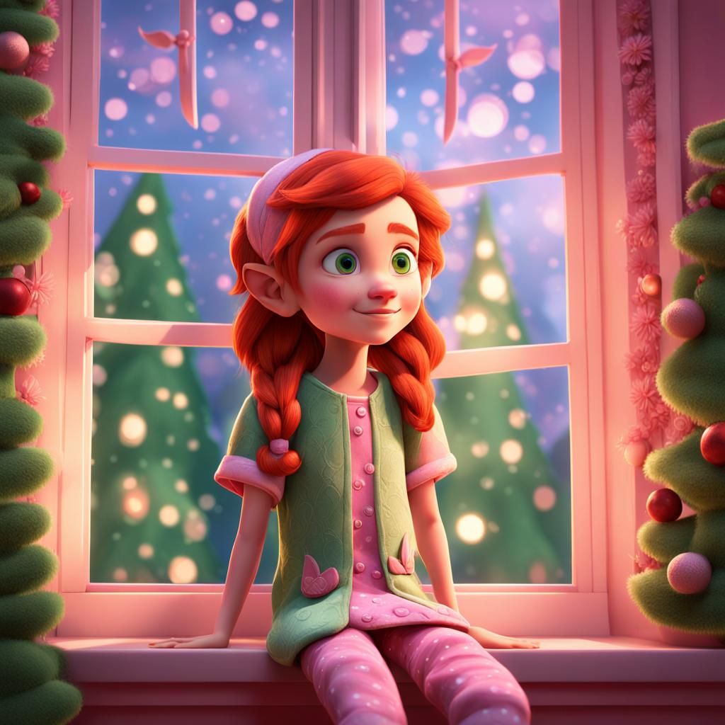 A Young Girl's Whimsical Moment Captured in Vibrant Digital ...