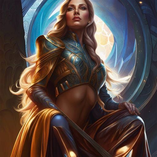 Pleiadean Starseed Portrait in Detailed Fantasy Illustration