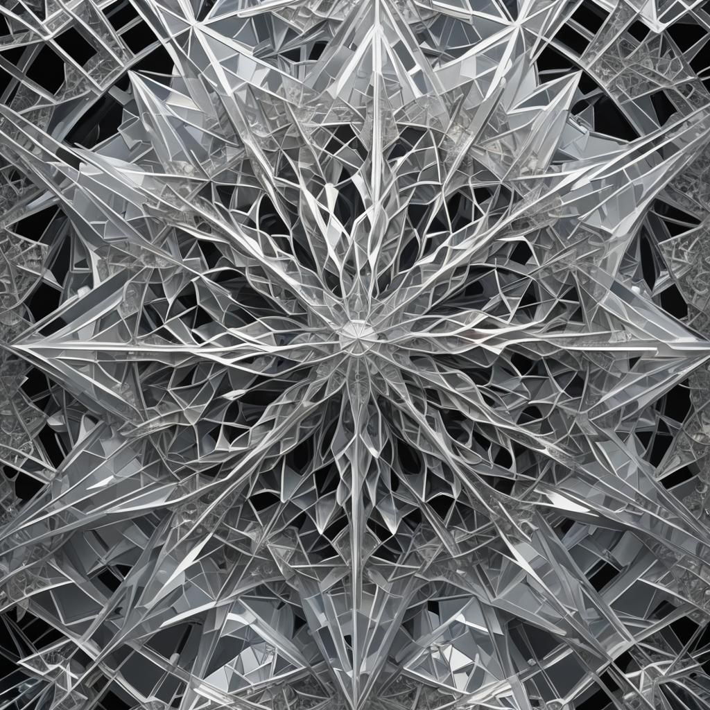Fractal Cubism Snowflake in Prismatic Light