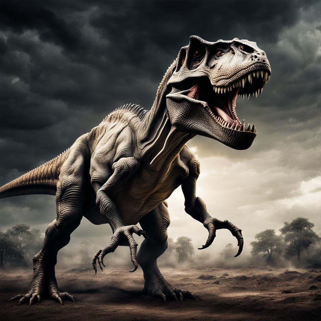 Hyperrealistic Tyrannosaurus Rex with Hands and Legs