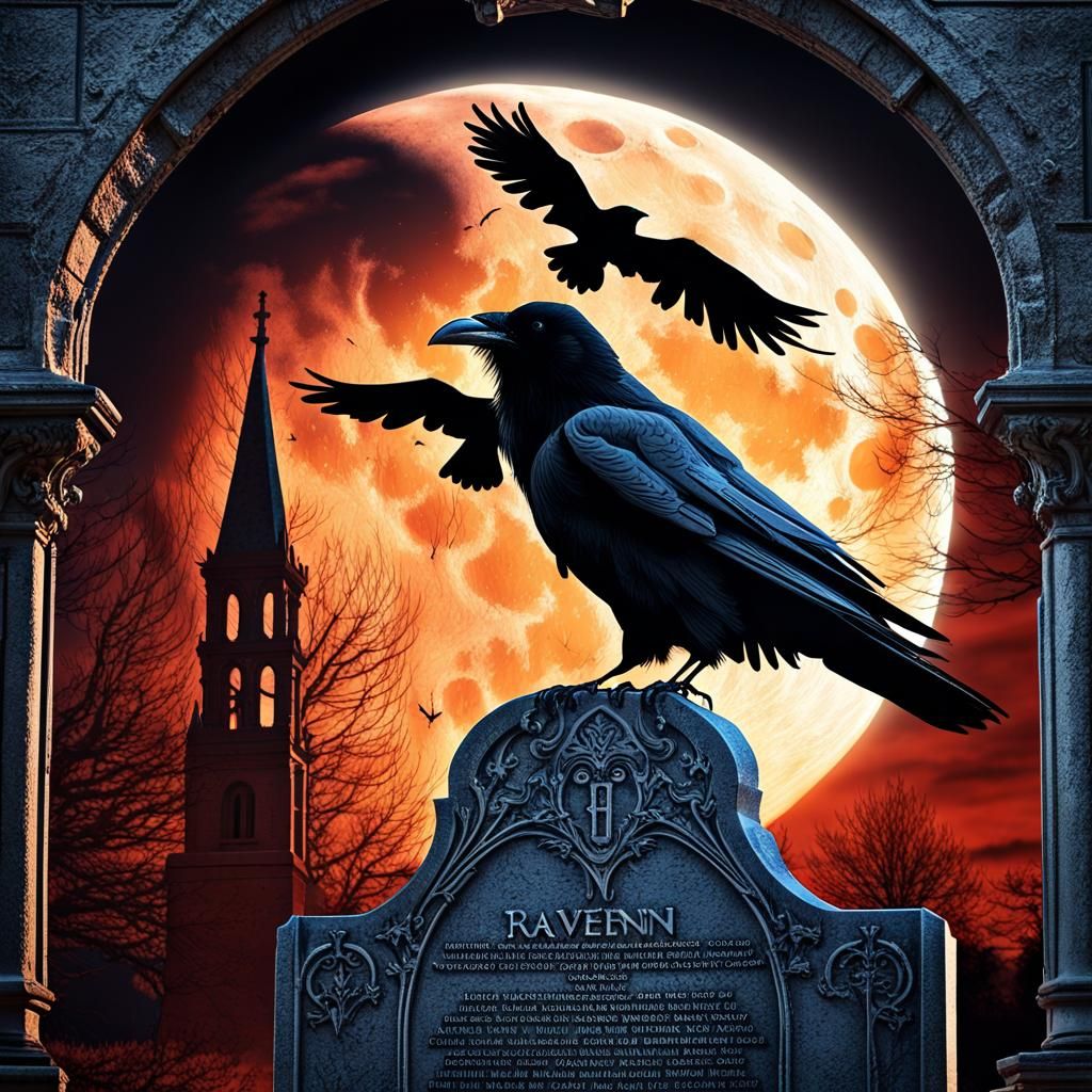 Raven on Tombstone Horror Movie Poster